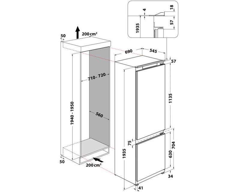 WHIRLPOOL SP40 812 EU 2 ugradni kombinovani frižider
