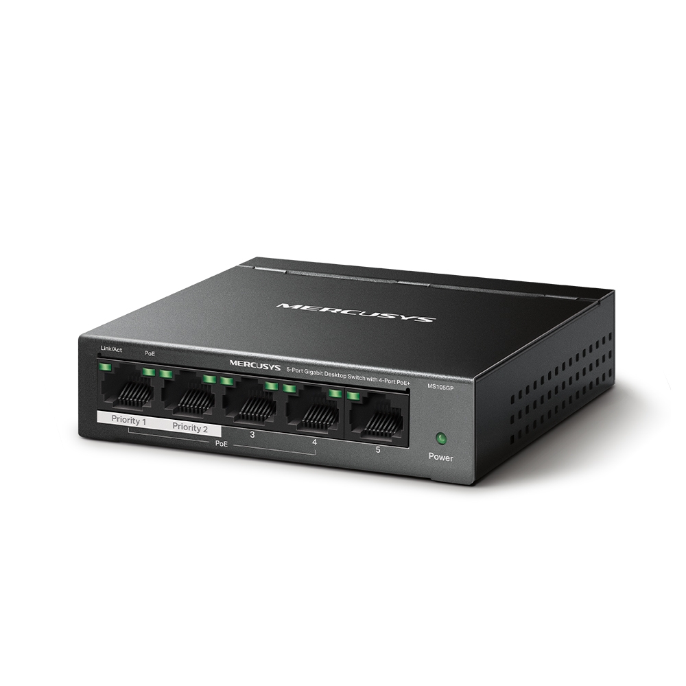 MERCUSYS MS105GP(UN) 5-Port Gigabit Desktop Switch with 4- Port PoE+ - Slika 2