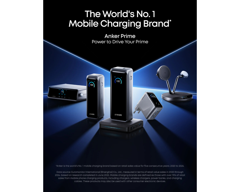 ANKER Prime 160W GaN zidni brzi punjač, 3-porta (3x USB-C) srebrni - Slika 2